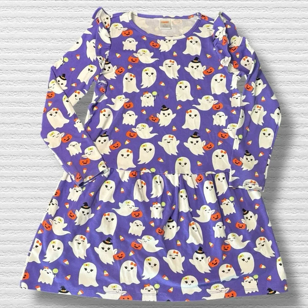 Gymboree Ghost Peplum Dress - Trick Or Treat - Purple - Play Condition - Size 10